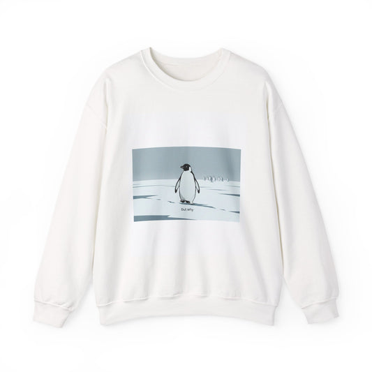 Penguin Illustration Crewneck Sweatshirt — Cute Minimal Winter Graphic