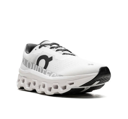 On Cloudmonster white grey - high-performance athletic footwear in White with advanced cushioning