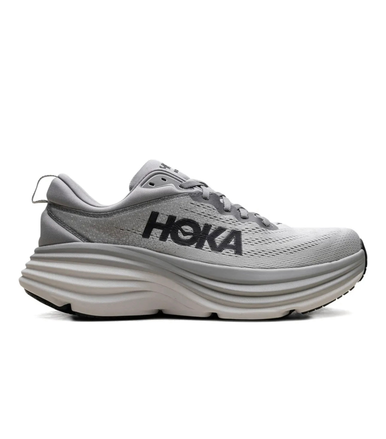 HOKA Bondi 8 "Sharkskin Harbor Mist" - high-performance athletic footwear with advanced cushioning