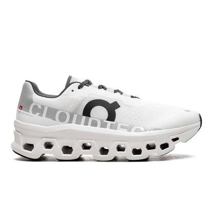 On Cloudmonster white grey - high-performance athletic footwear in White with advanced cushioning