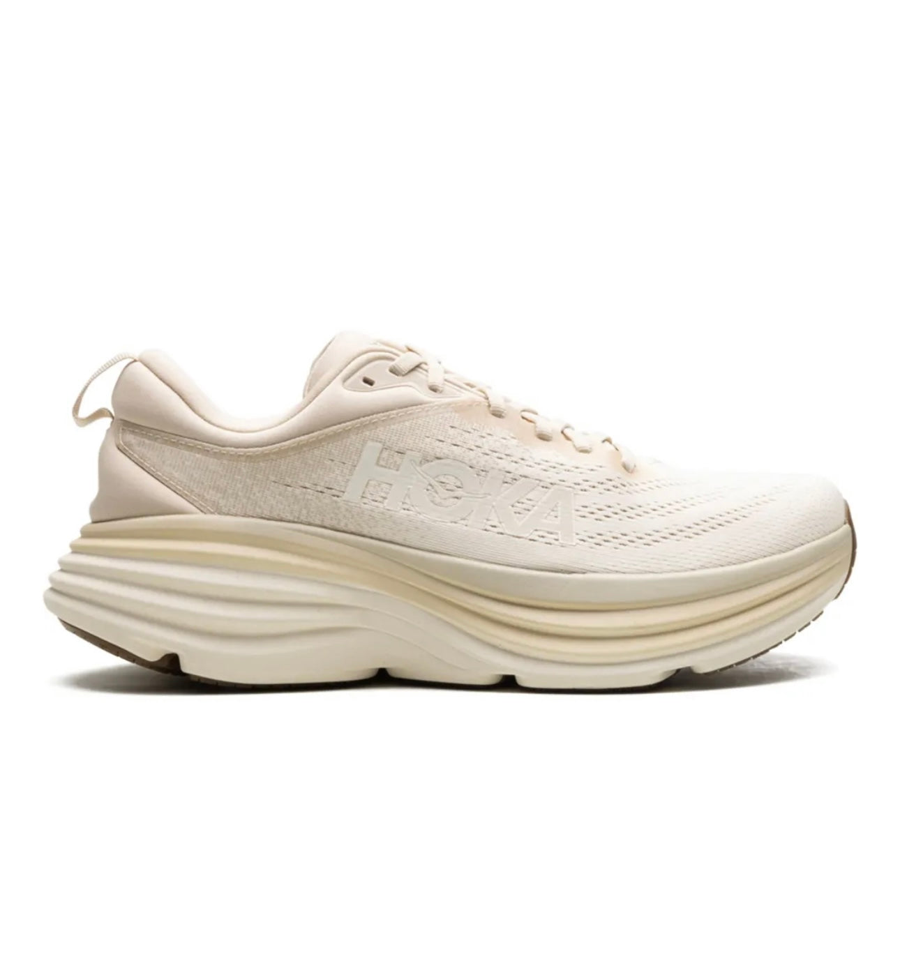 HOKA Bondi 8 Cream - high-performance athletic footwear with advanced cushioning