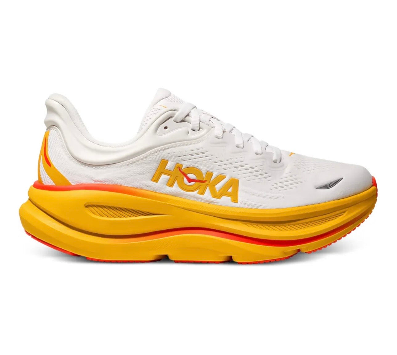 Hoka Bondi 9 White Yellow Red - high-performance athletic footwear in White with advanced cushioning