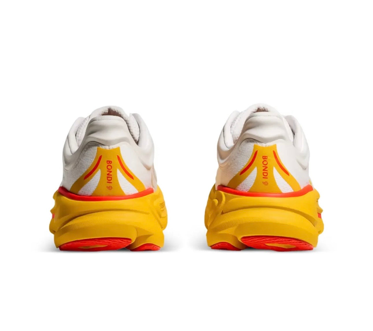 Hoka Bondi 9 White Yellow Red - high-performance athletic footwear in White with advanced cushioning