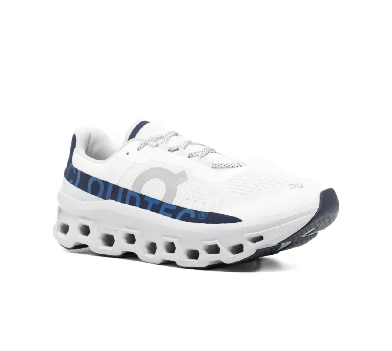 On Cloudmonster white blue - high-performance athletic footwear in White with advanced cushioning