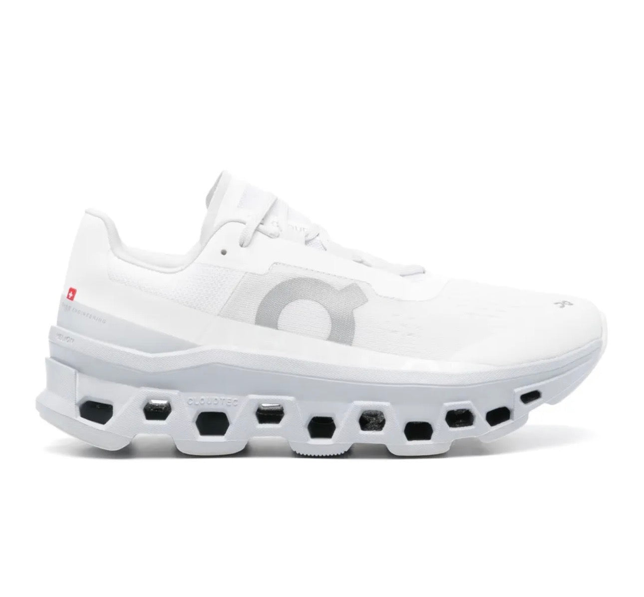On Cloudmonster white grey - high-performance athletic footwear in White with advanced cushioning