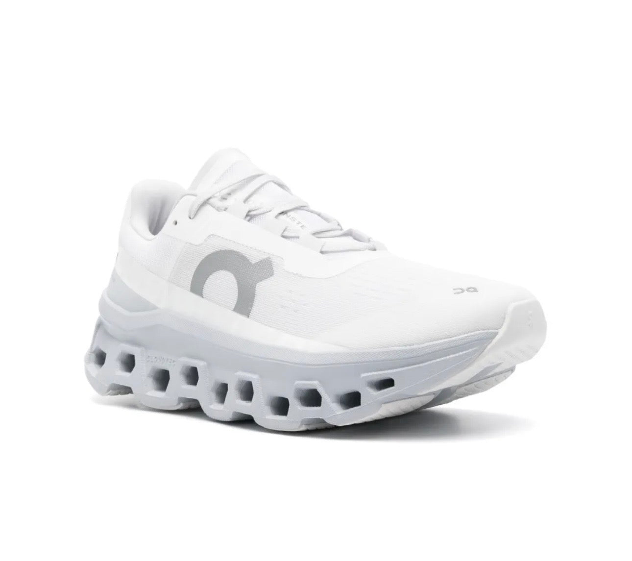 On Cloudmonster white grey - high-performance athletic footwear in White with advanced cushioning